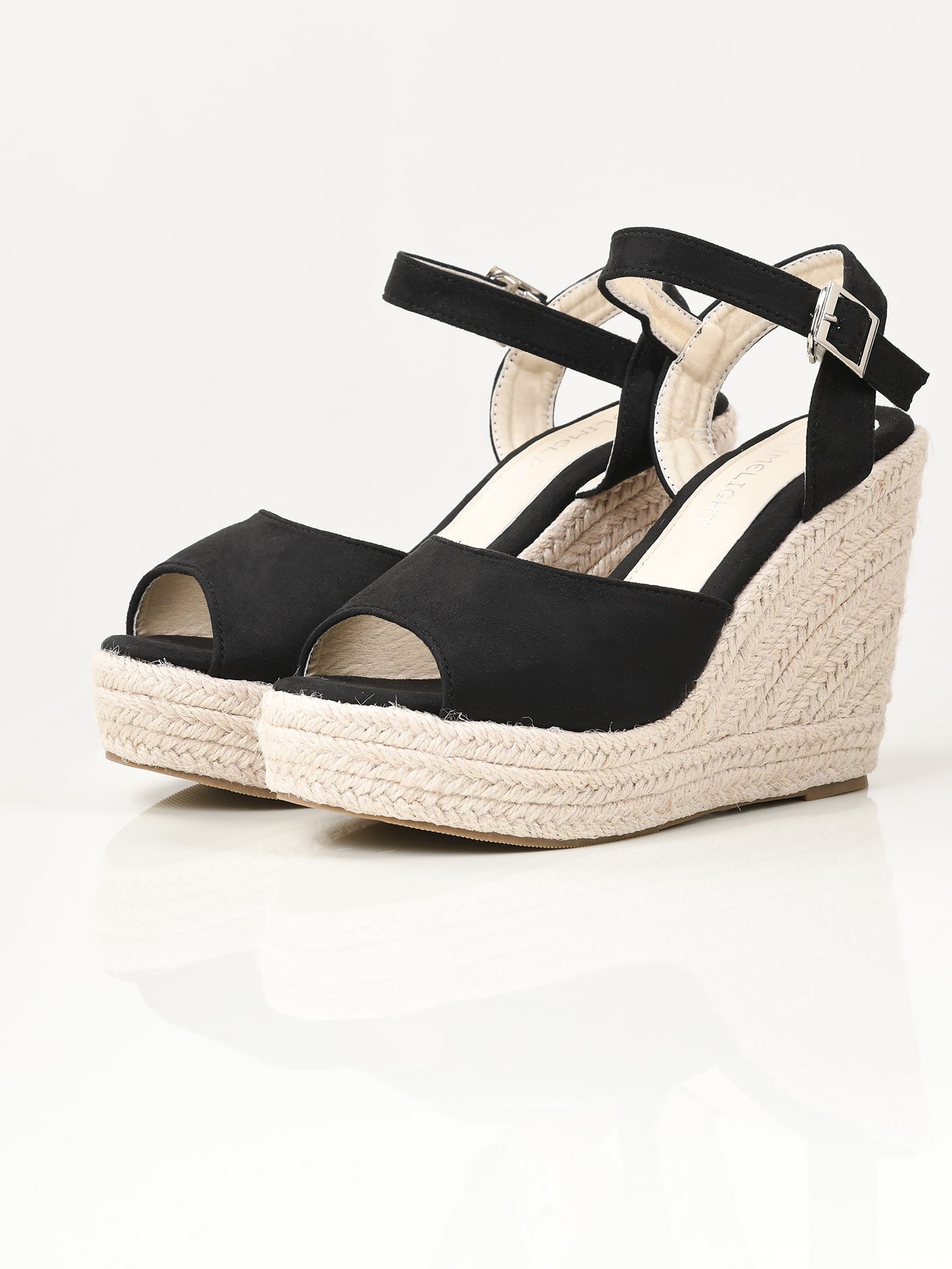 Suede Weave Wedges - Black