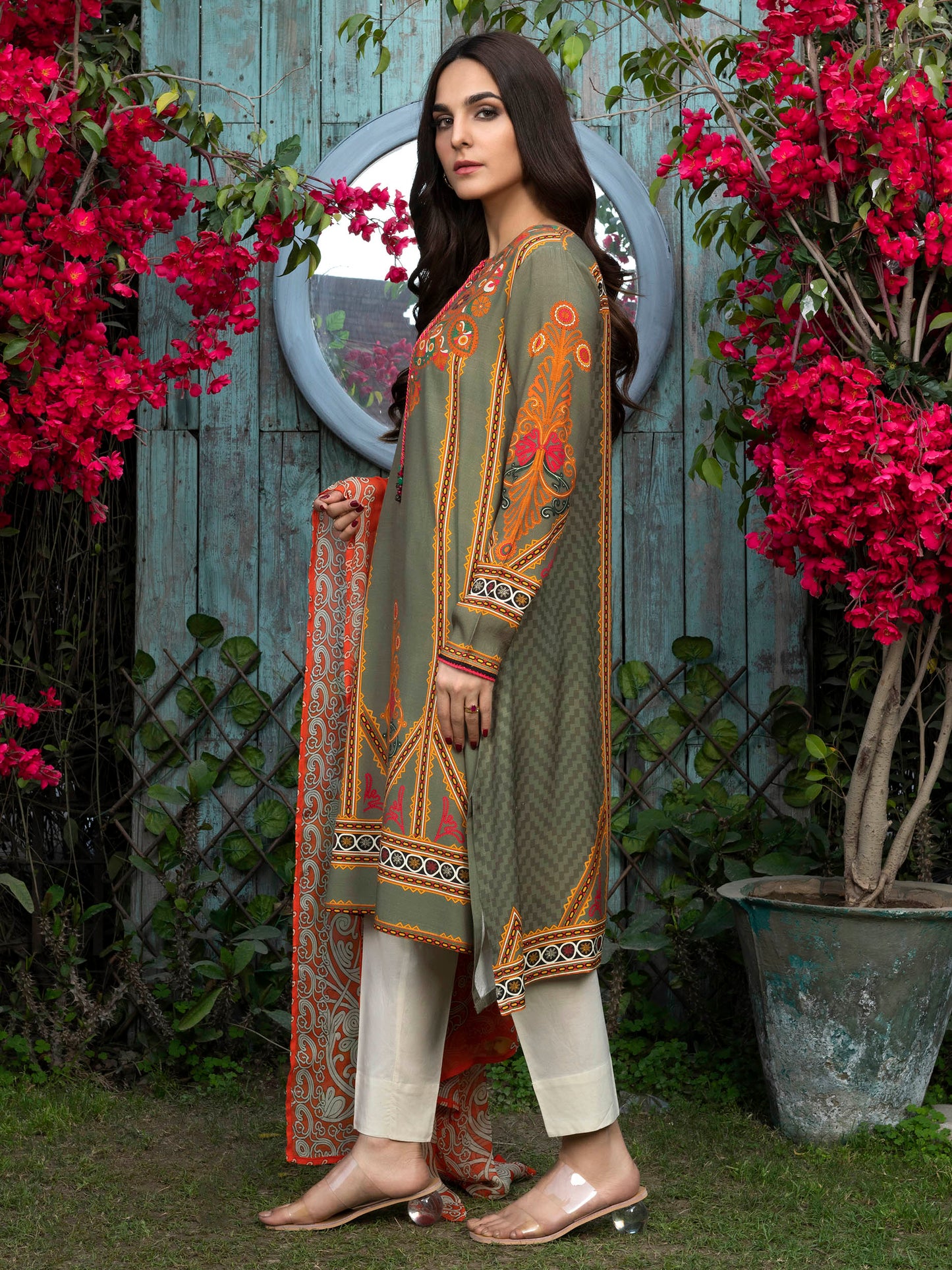 Printed Raw Silk 2 Piece Suit