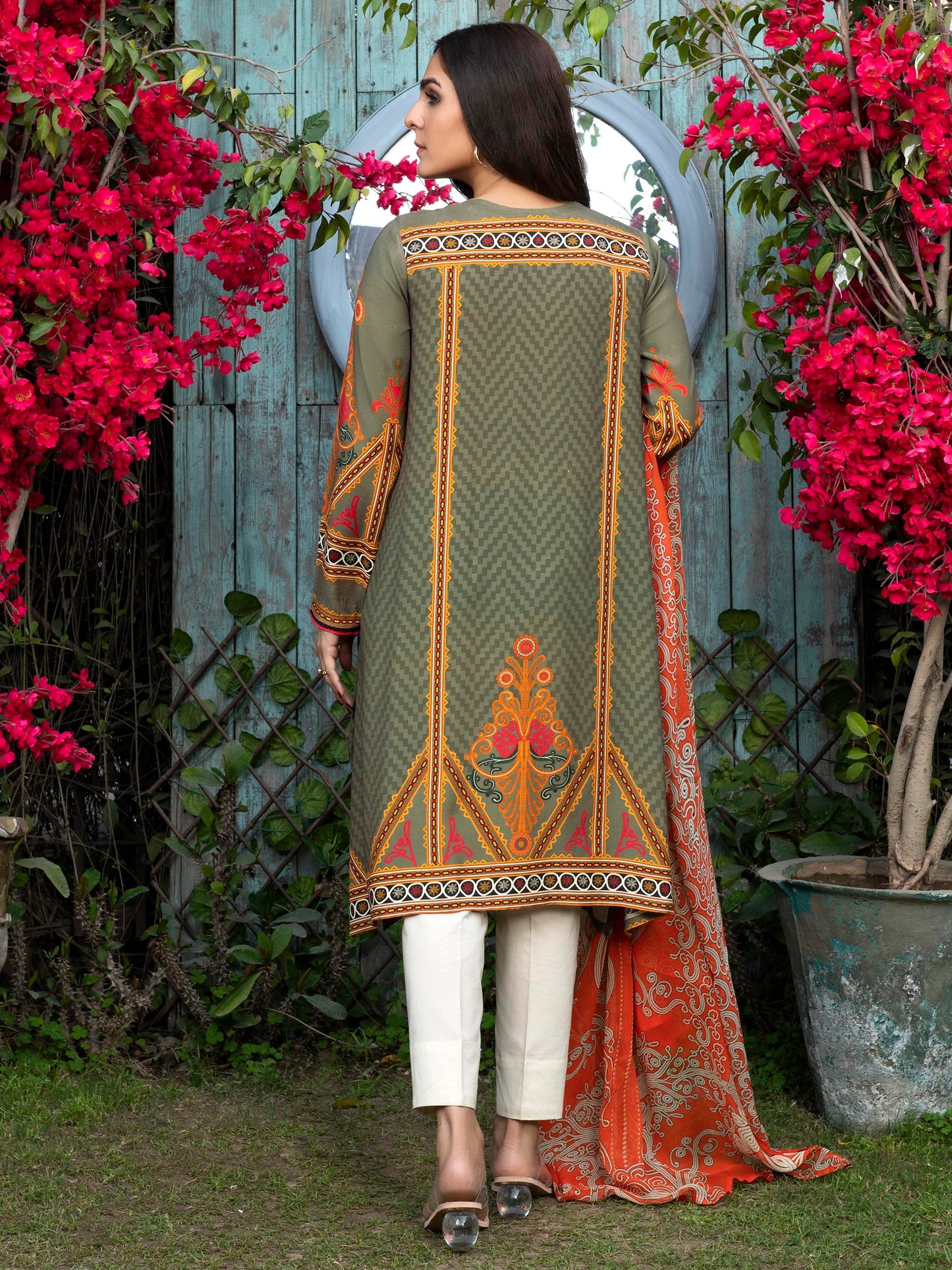 Printed Raw Silk 2 Piece Suit