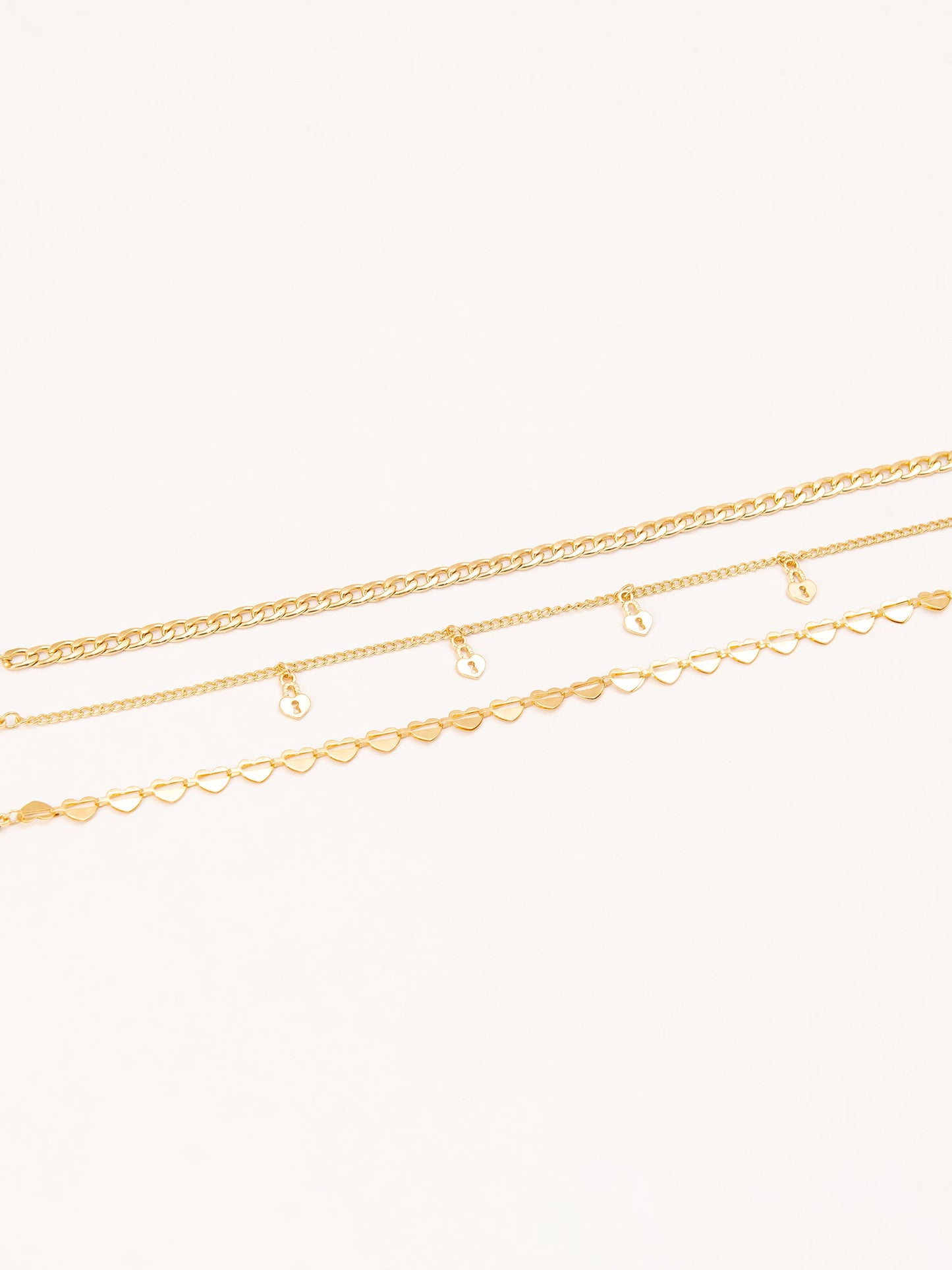 Locked Heart Anklet Set