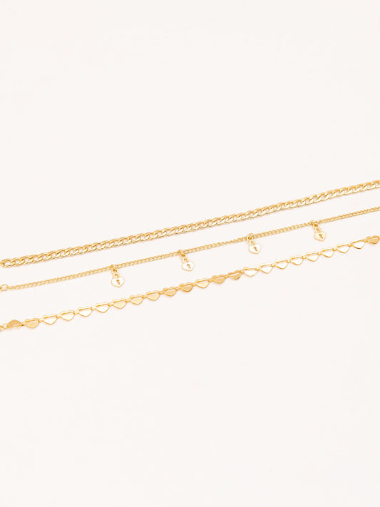 Locked Heart Anklet Set