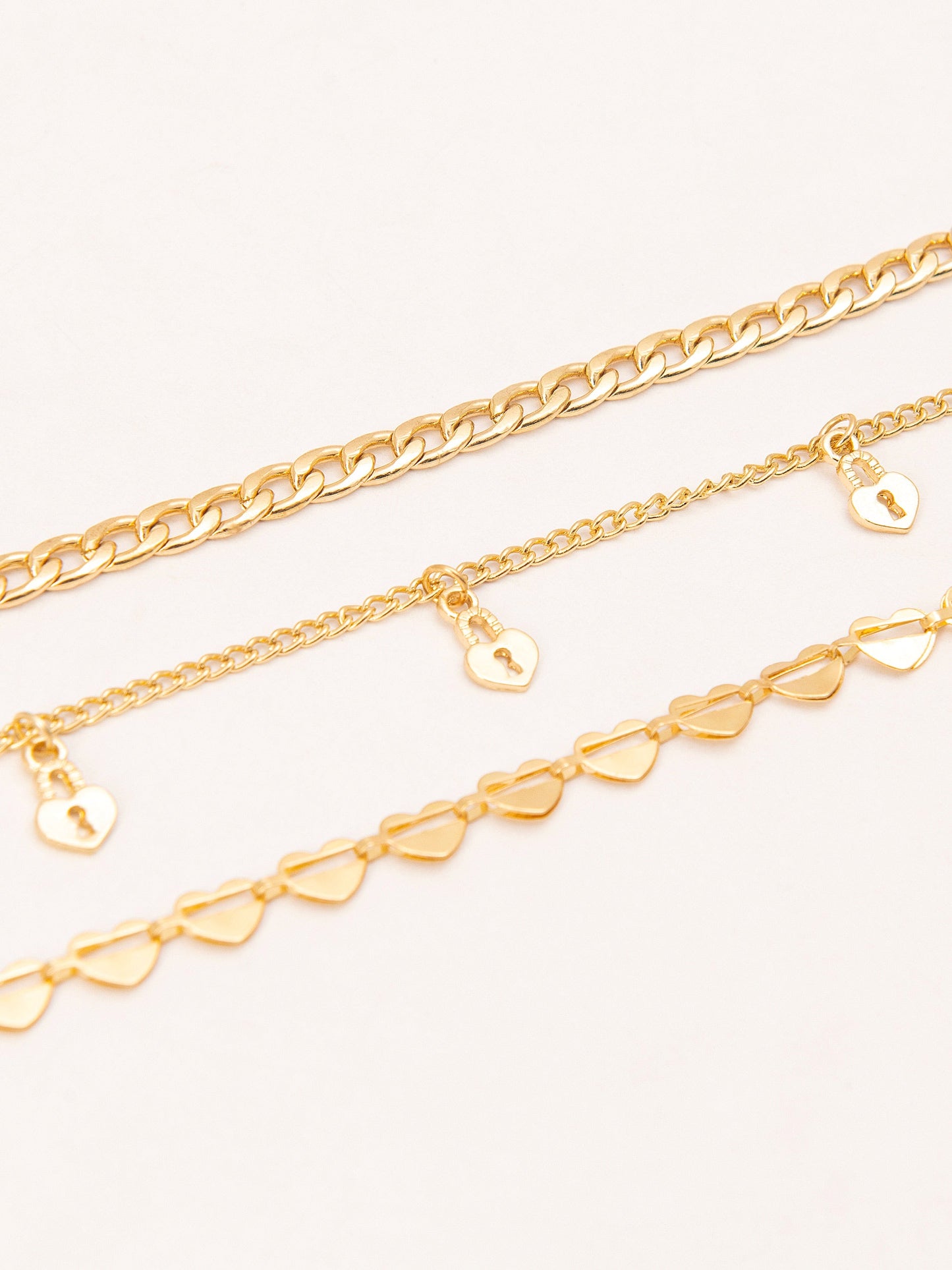 Locked Heart Anklet Set