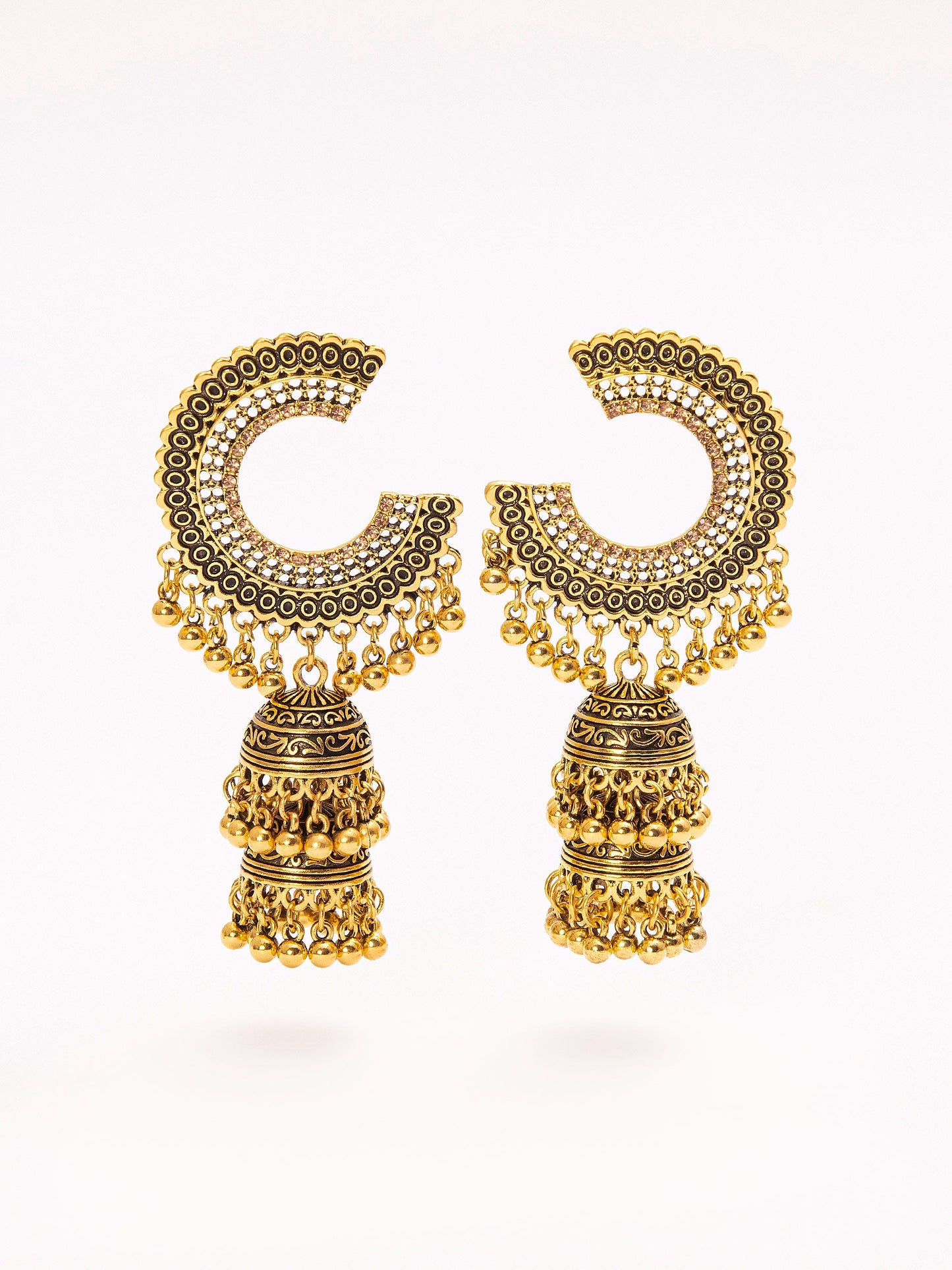 Embellished C-Hoop Jhumkas