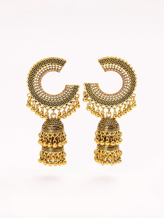 Embellished C-Hoop Jhumkas