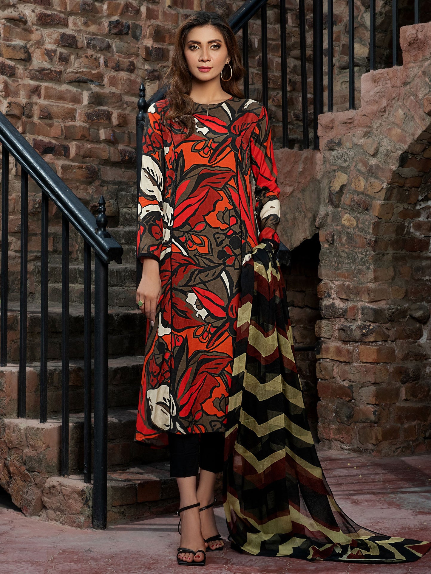 Printed Raw Silk 2 Piece Suit