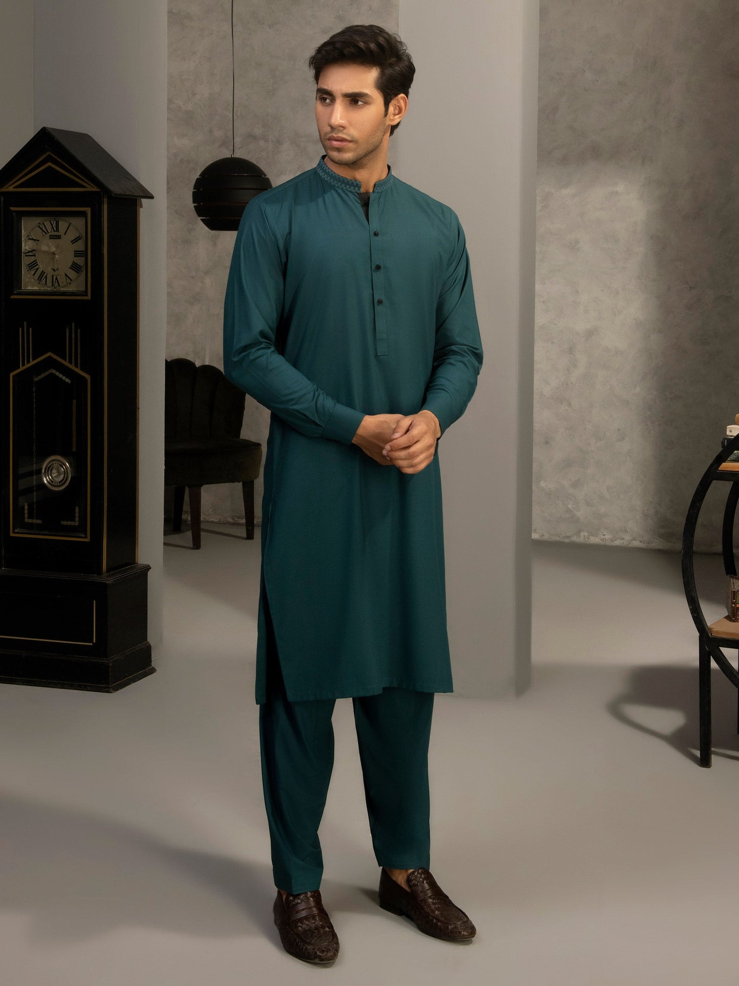 2 Piece Embroidered Wash and Wear Suit