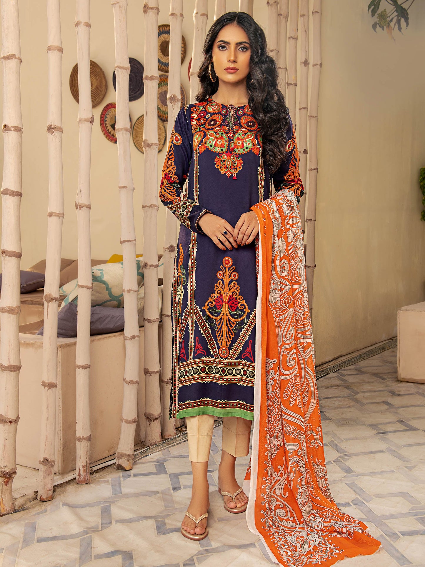 Printed Raw Silk 2 Piece Suit