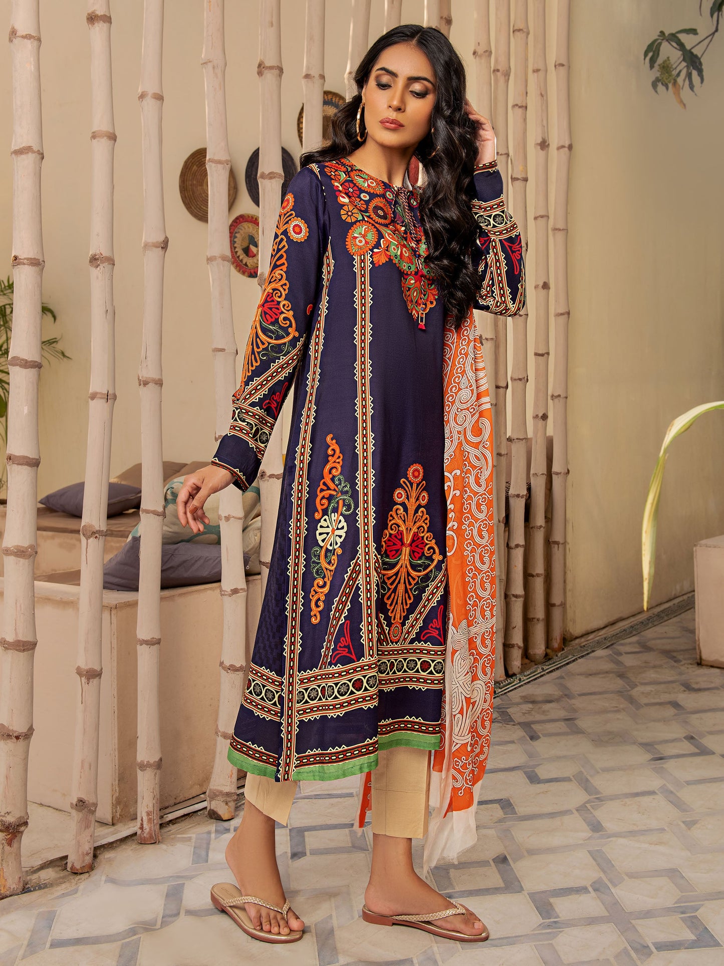 Printed Raw Silk 2 Piece Suit