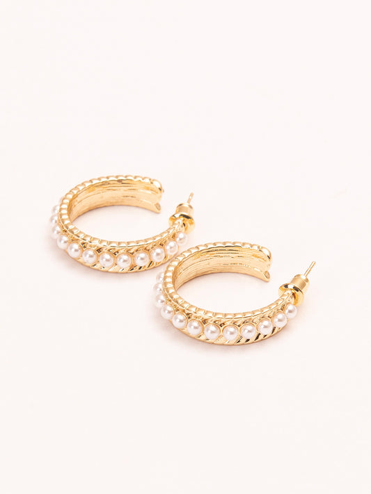 Pearl C-Hoop Earrings