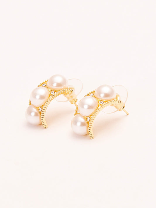 Pearl Curved Earrings