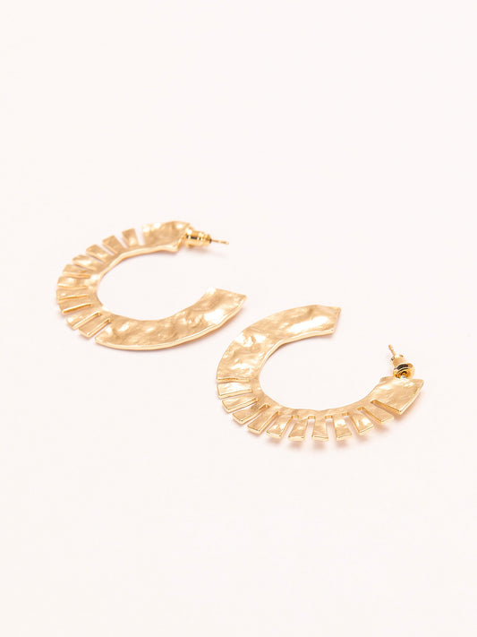 Carved C-Hoop Earrings