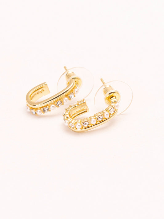 Embellished C-Shape Earrings