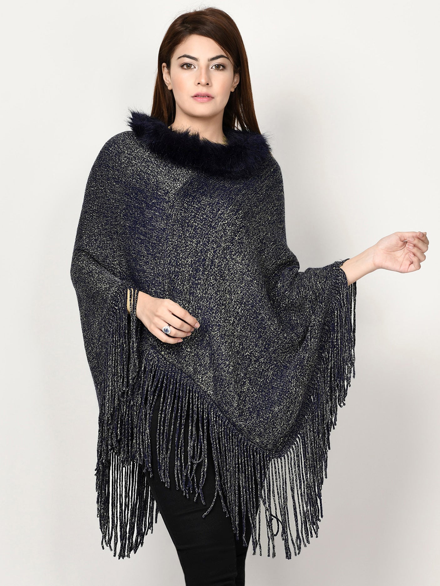 Shimmery Fur Poncho