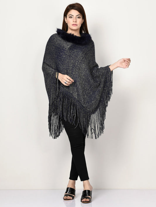 Shimmery Fur Poncho