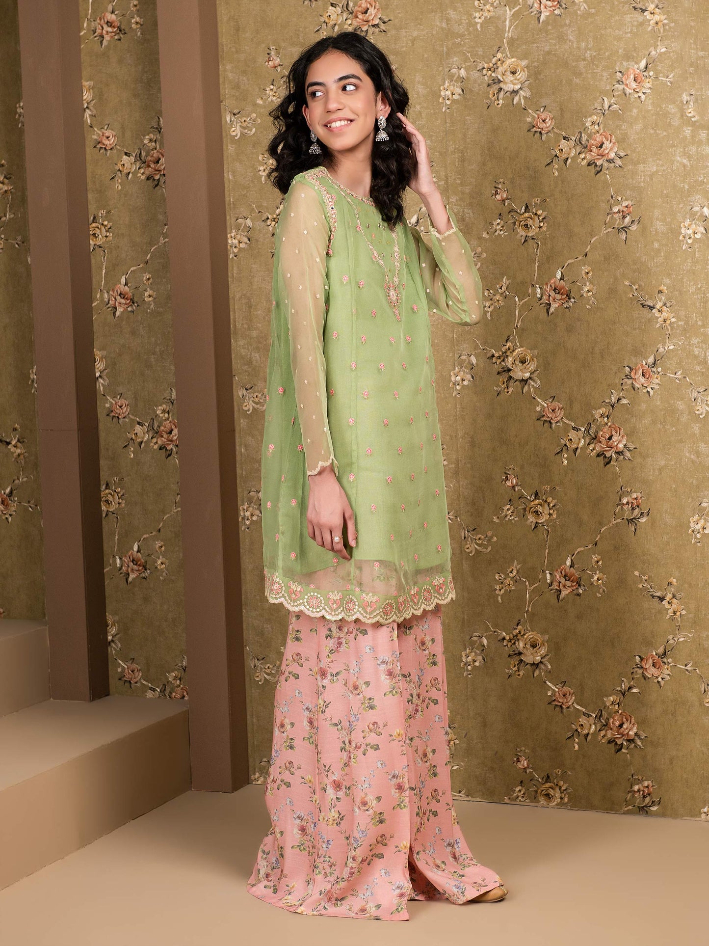 Embroidered Organza Suit