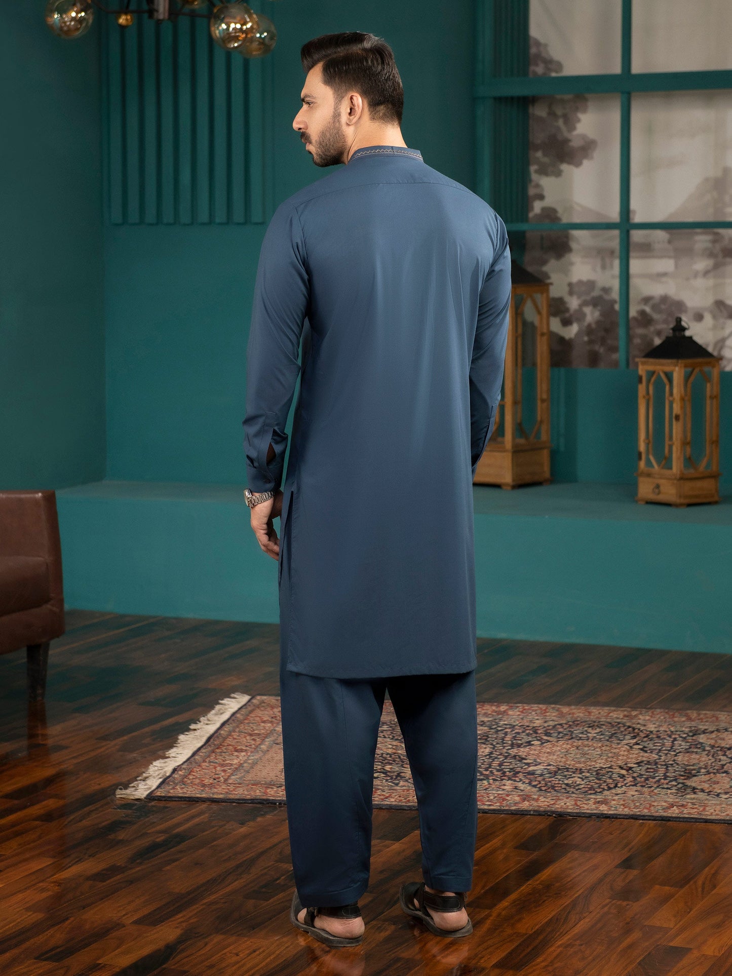 2 Piece Embroidered Wash and Wear Suit