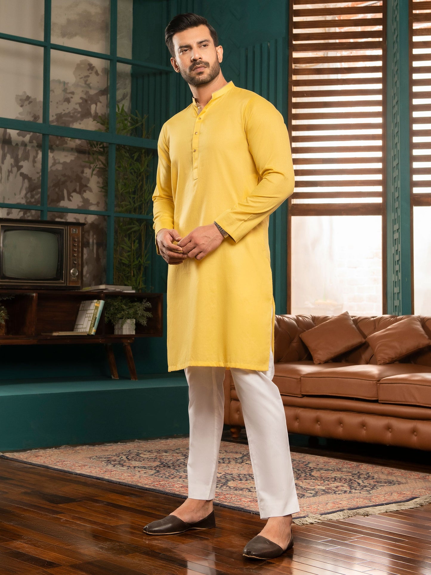 Self Jacquard Kurta