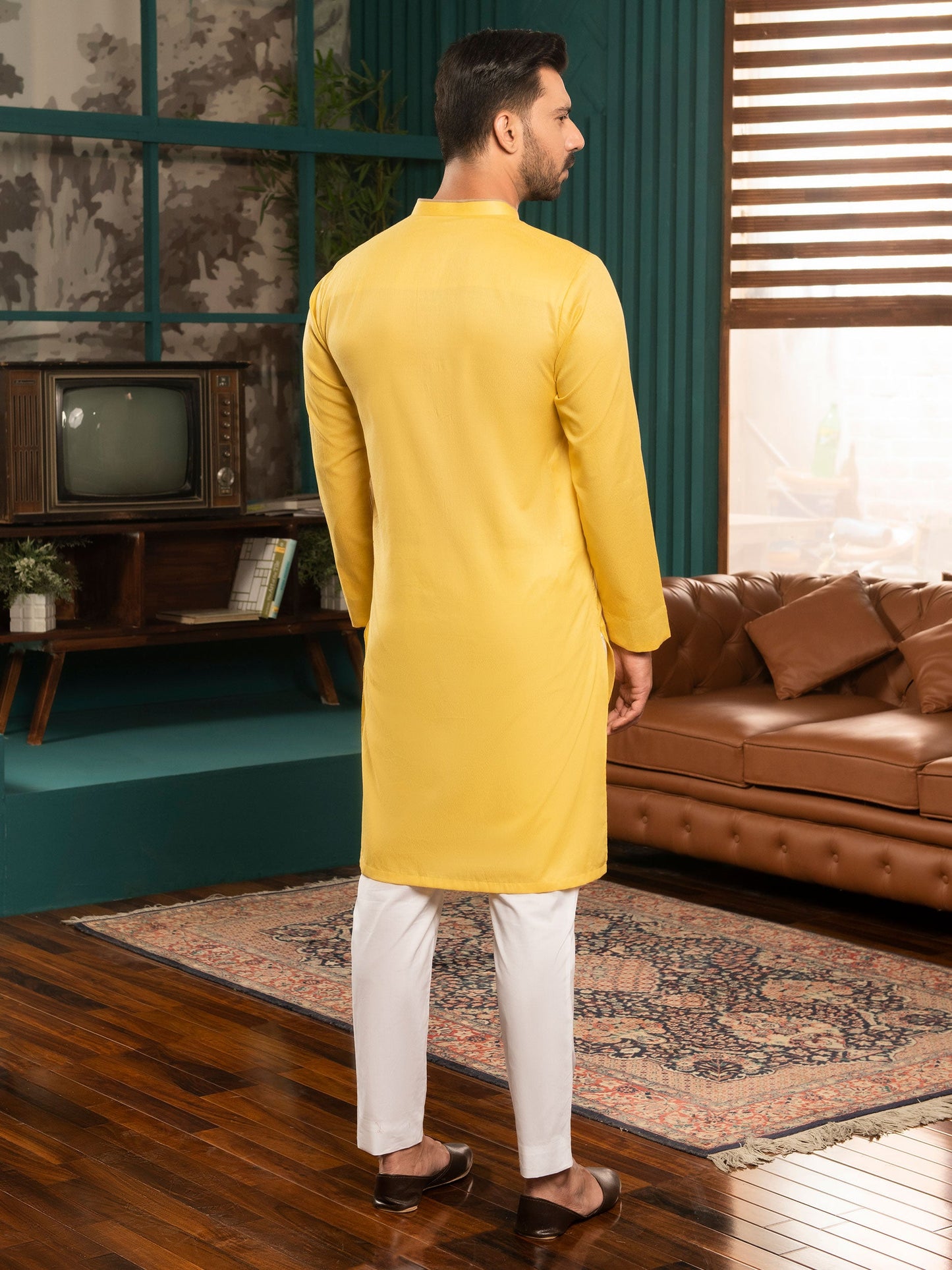 Self Jacquard Kurta