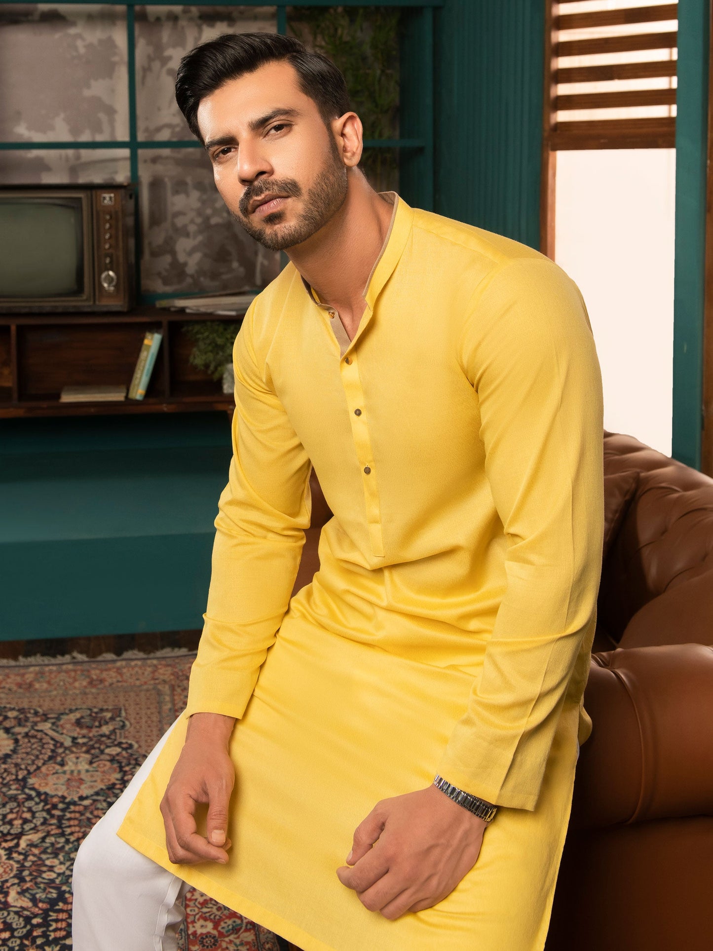 Self Jacquard Kurta