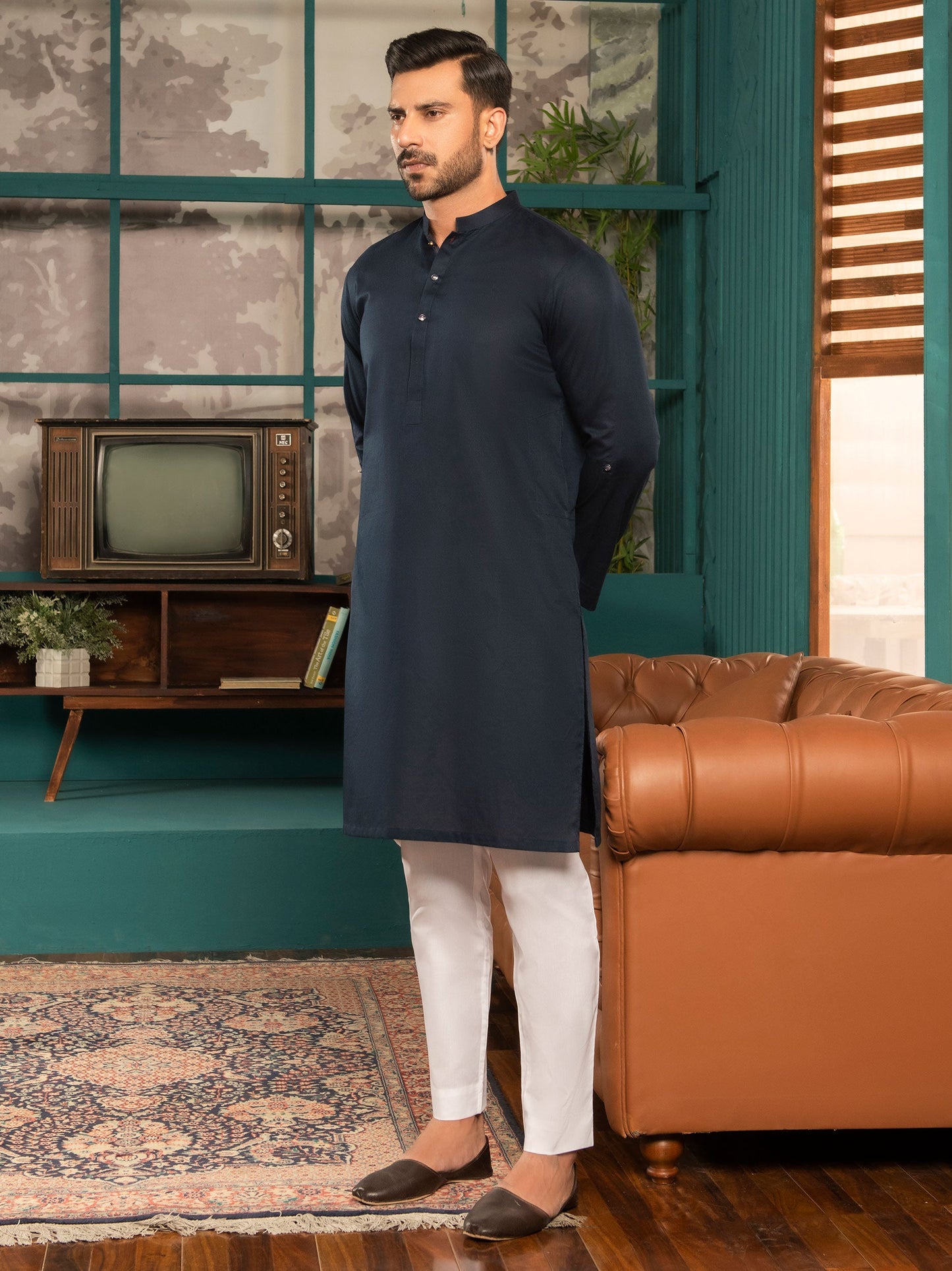 Self Jacquard Kurta