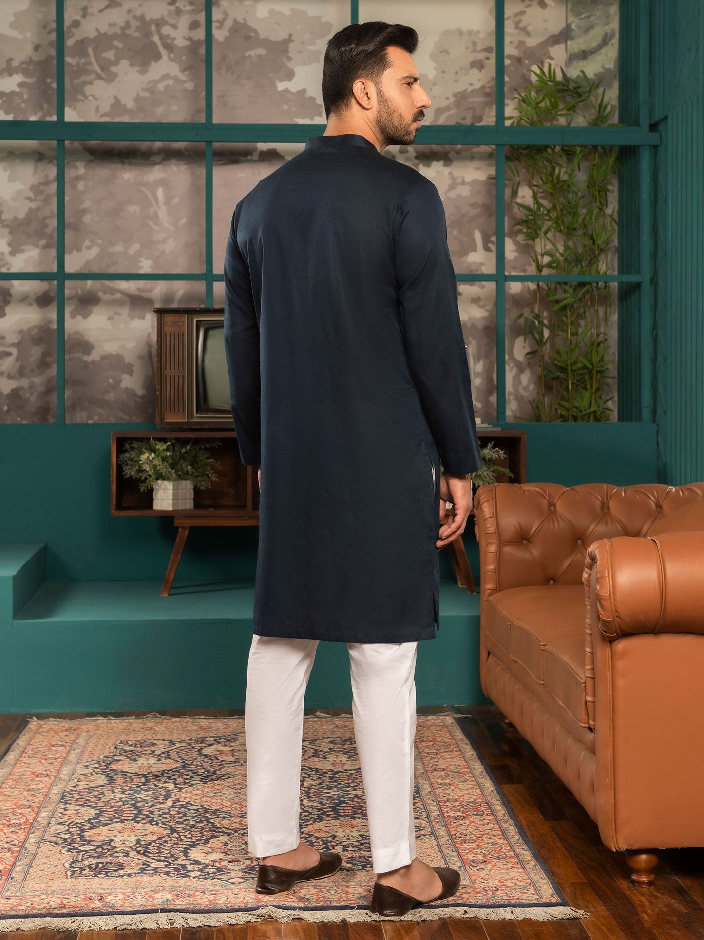 Self Jacquard Kurta