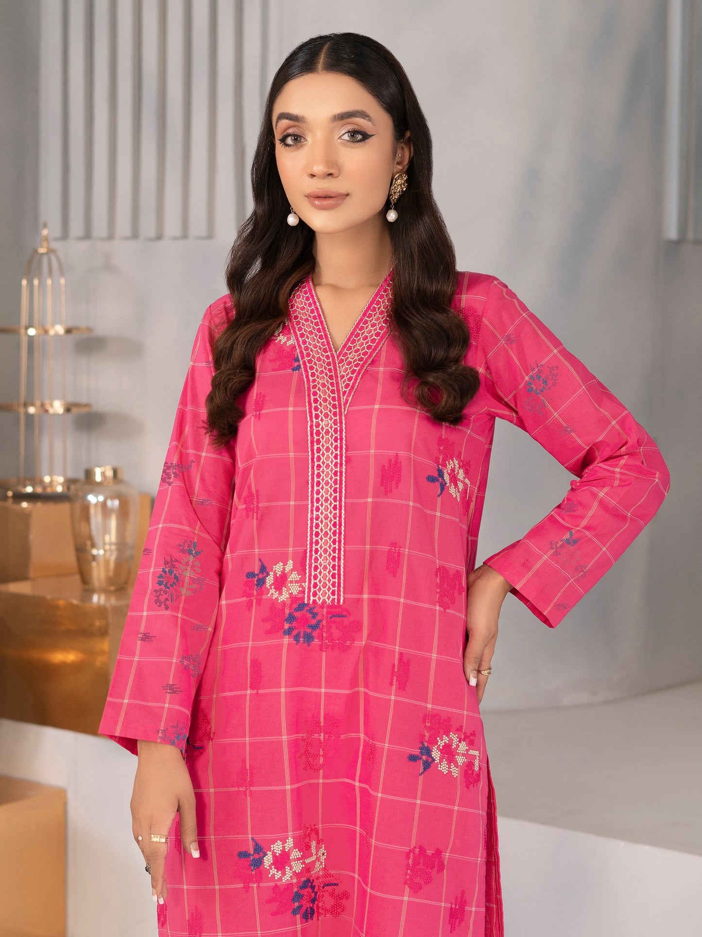 2 Piece Embroidered Yarn Dyed Suit