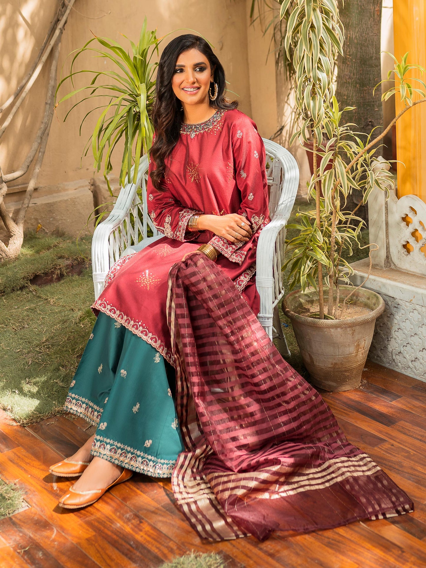 Embroidered Viscose Suit