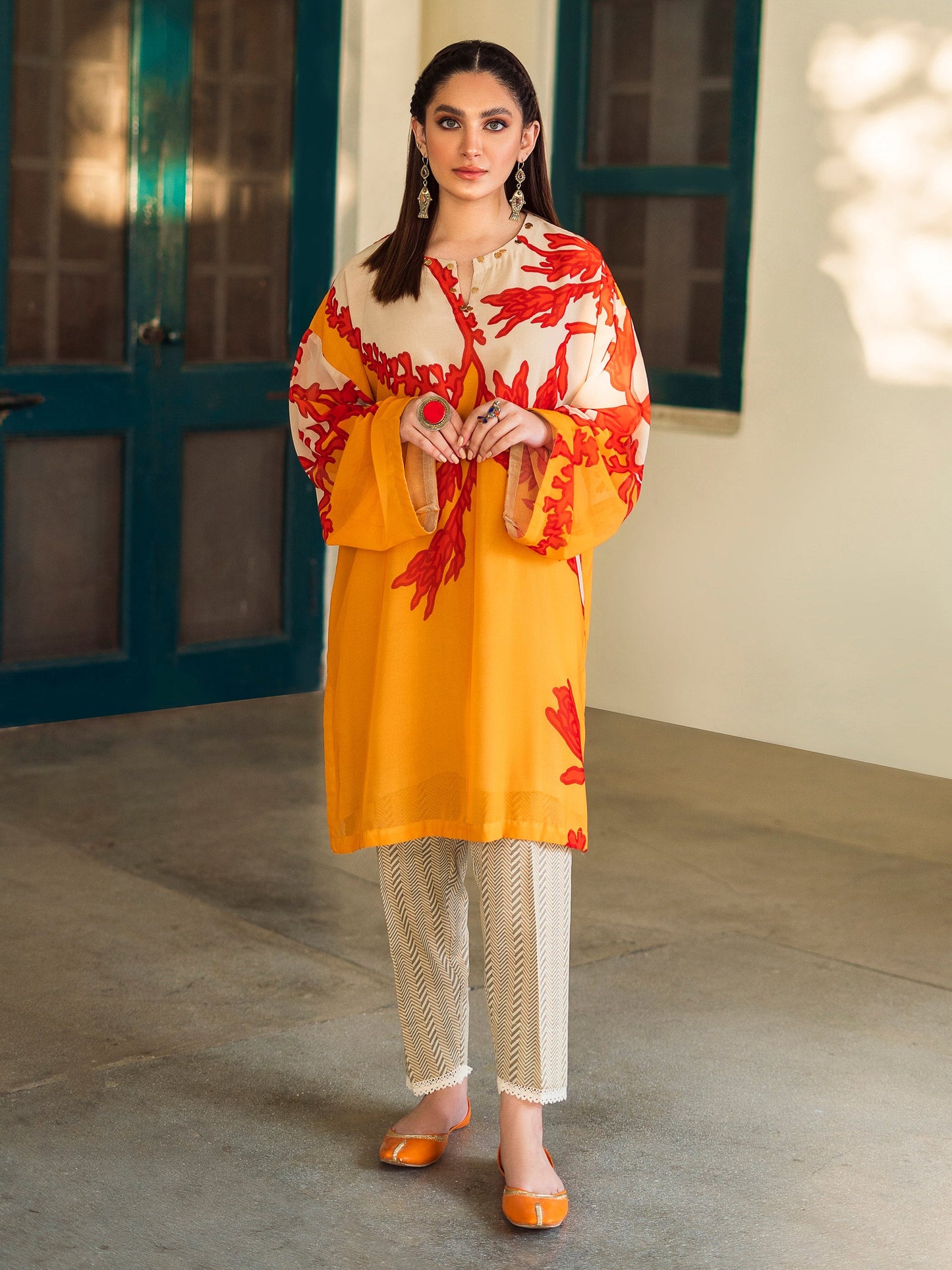 Printed Baggy Chiffon Shirt