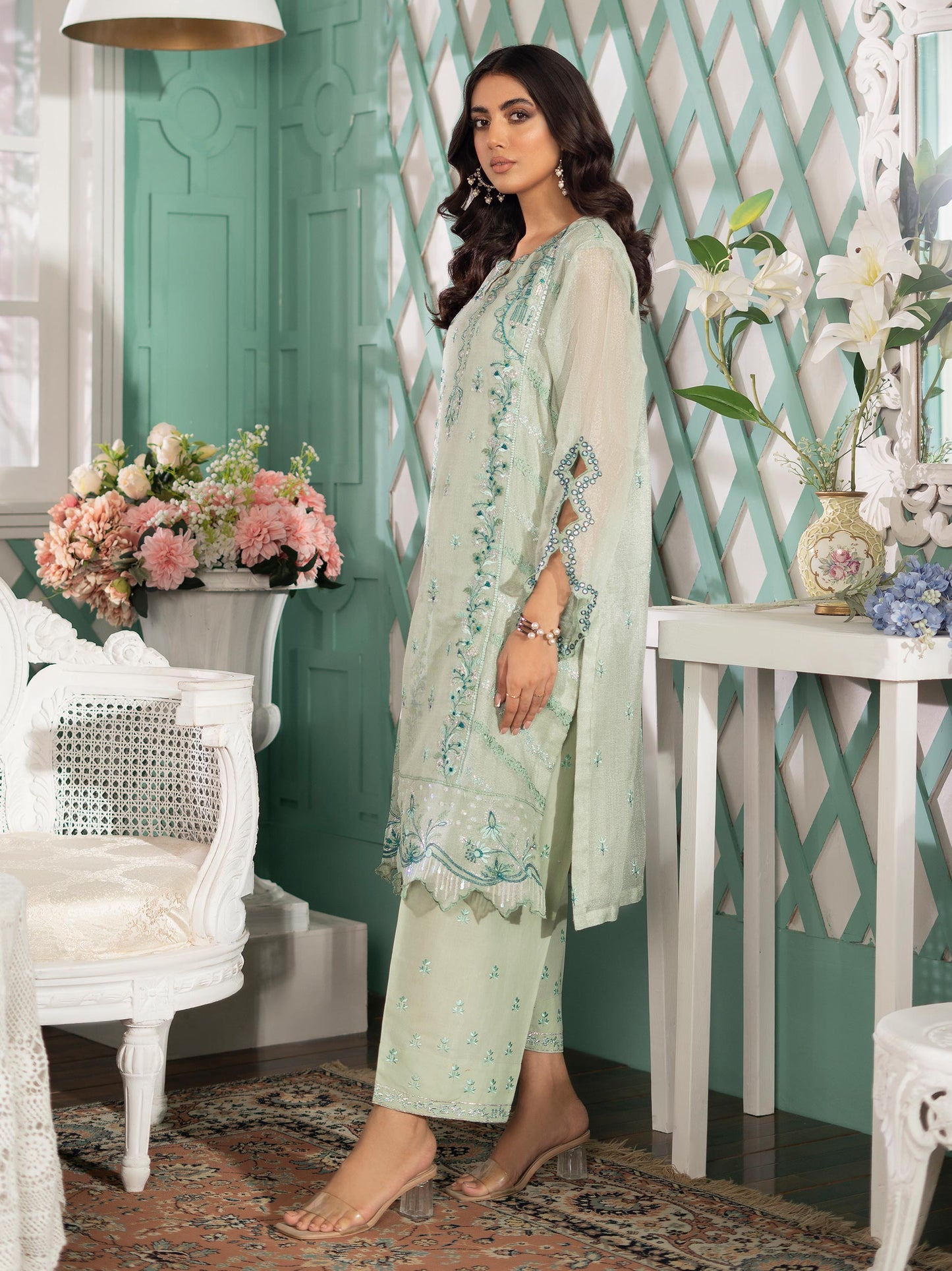 Embroidered Net Suit