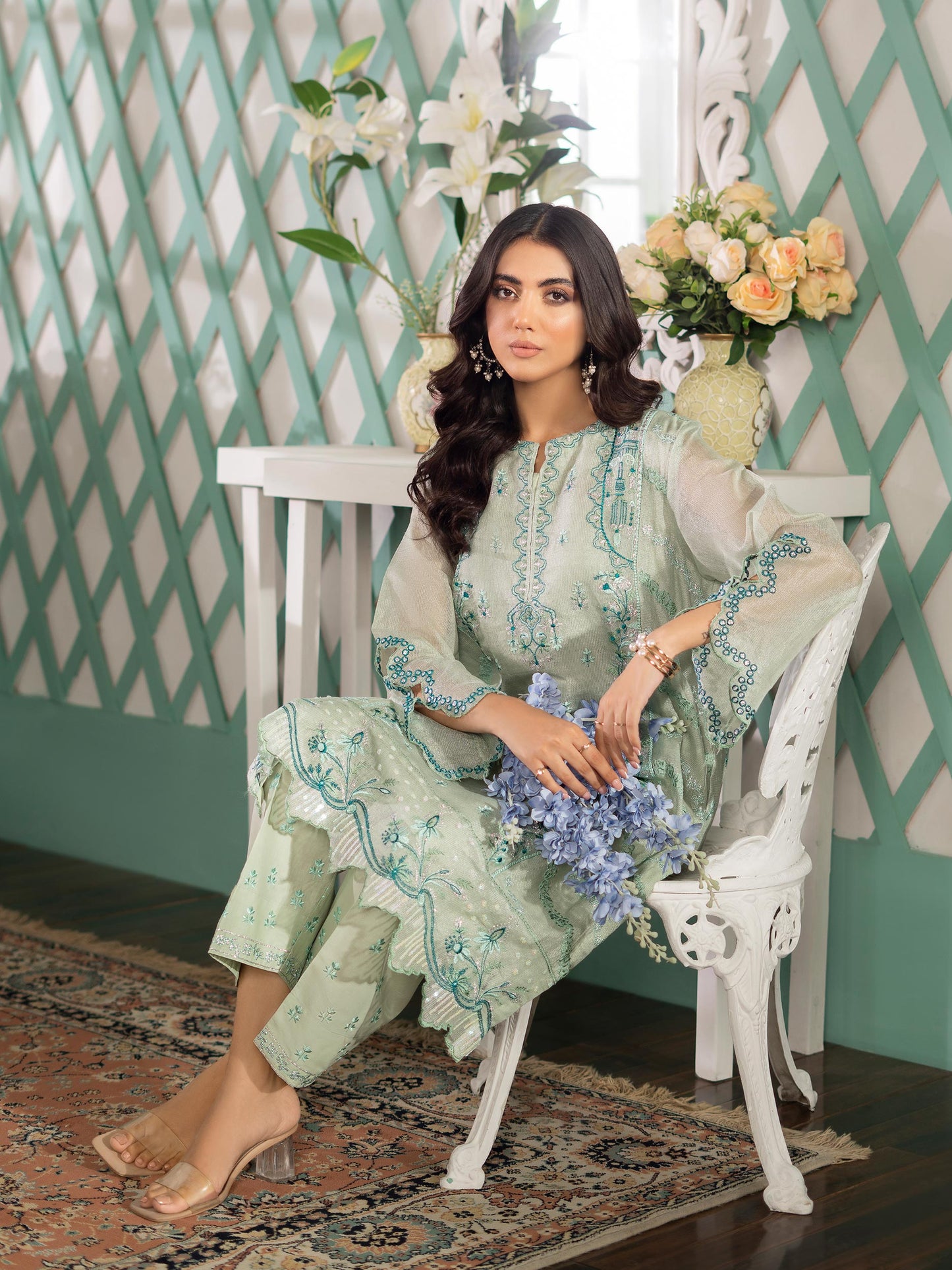 Embroidered Net Suit