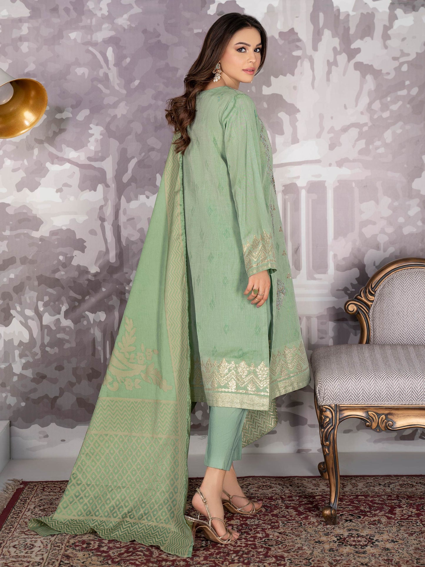 3 Piece Embroidered Jacquard Suit