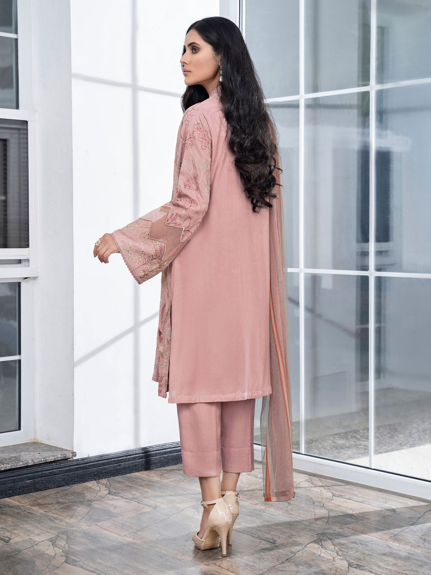 2 Piece Embroidered Silk Suit