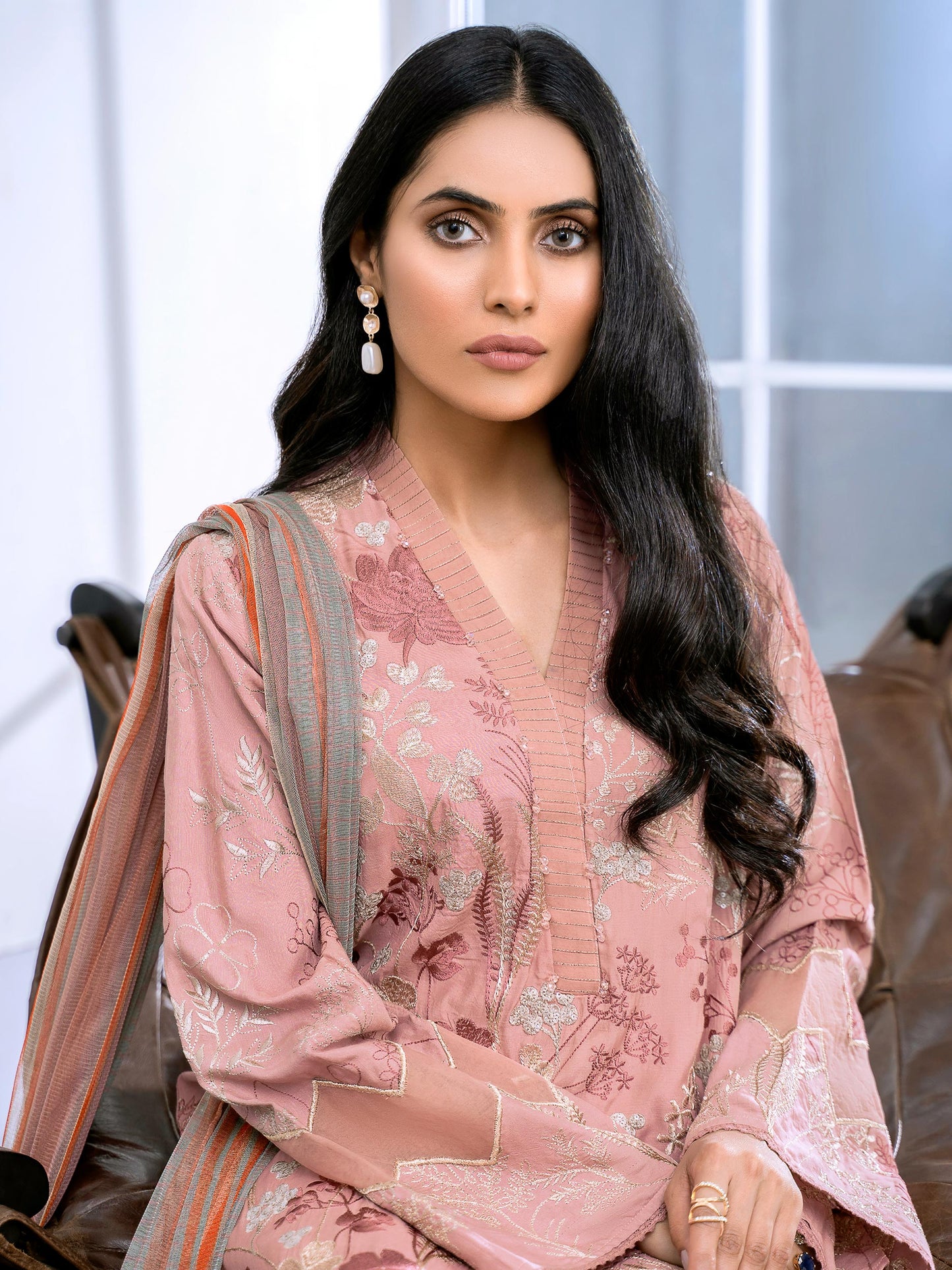 2 Piece Embroidered Silk Suit