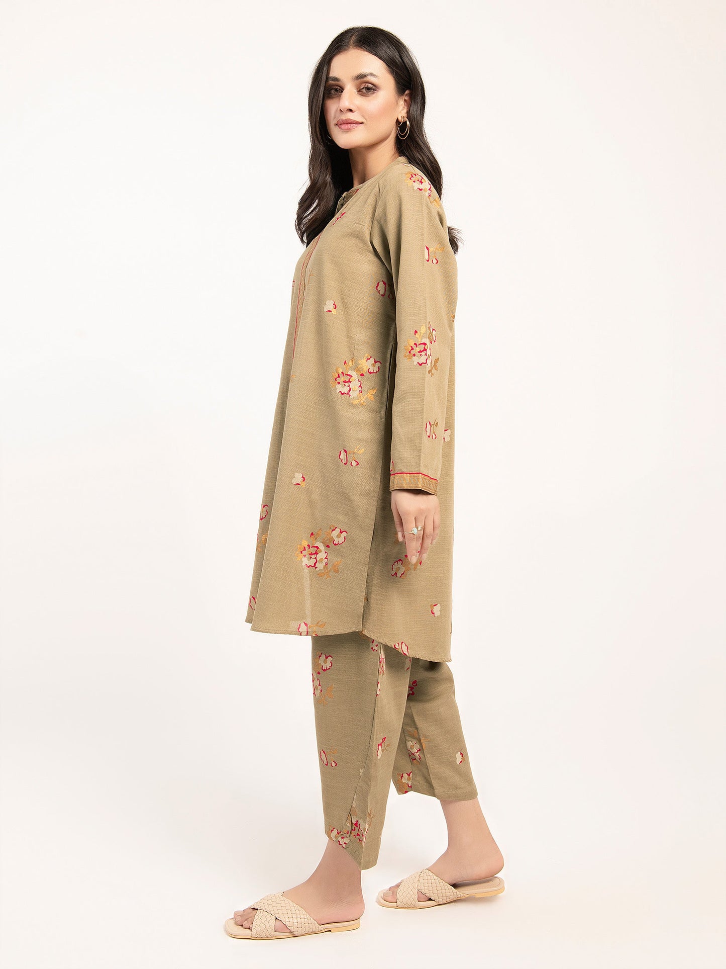 Gold Pasting Khaddar Suit