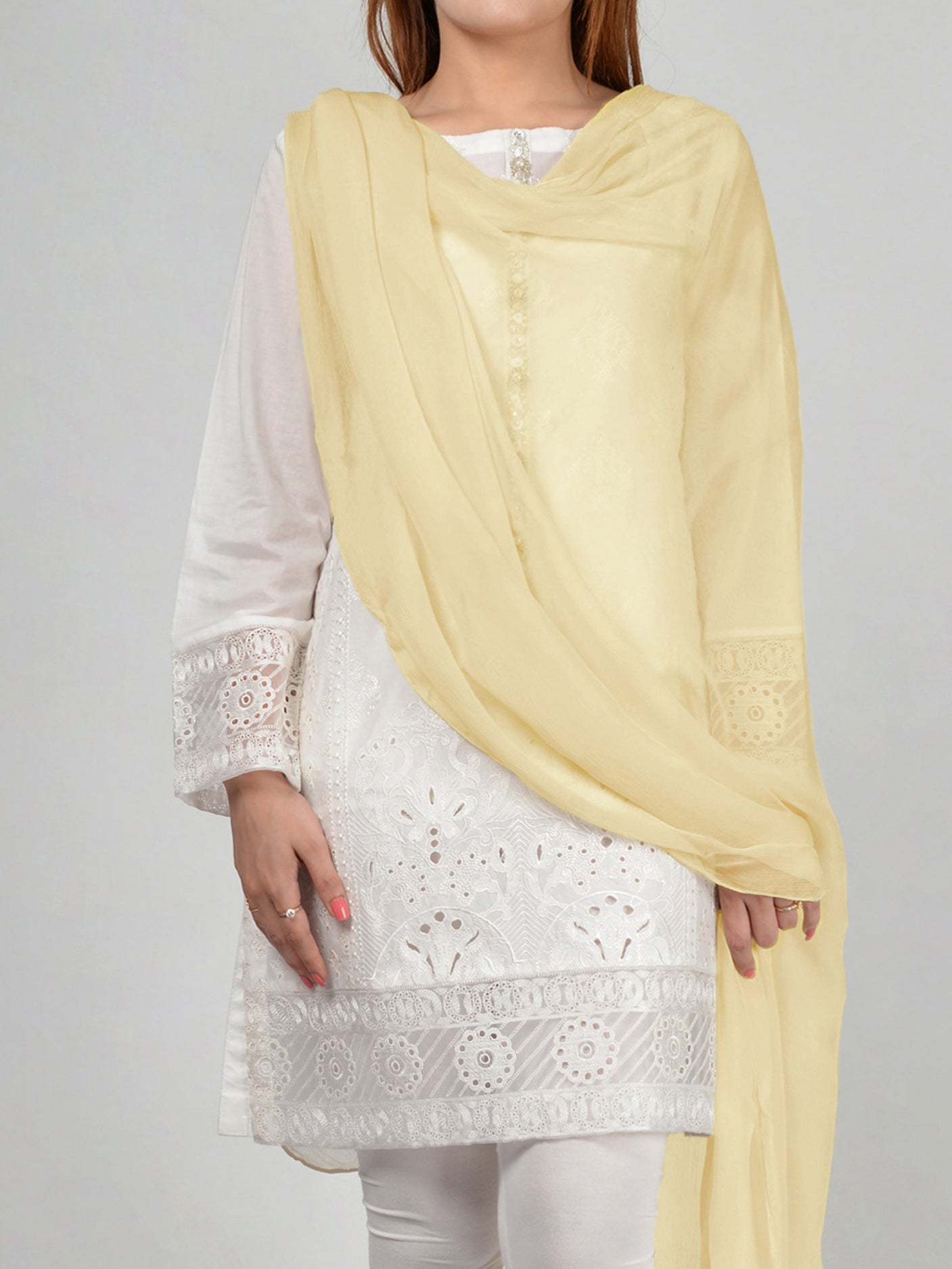 Dyed Chiffon Dupatta-Baby Pink