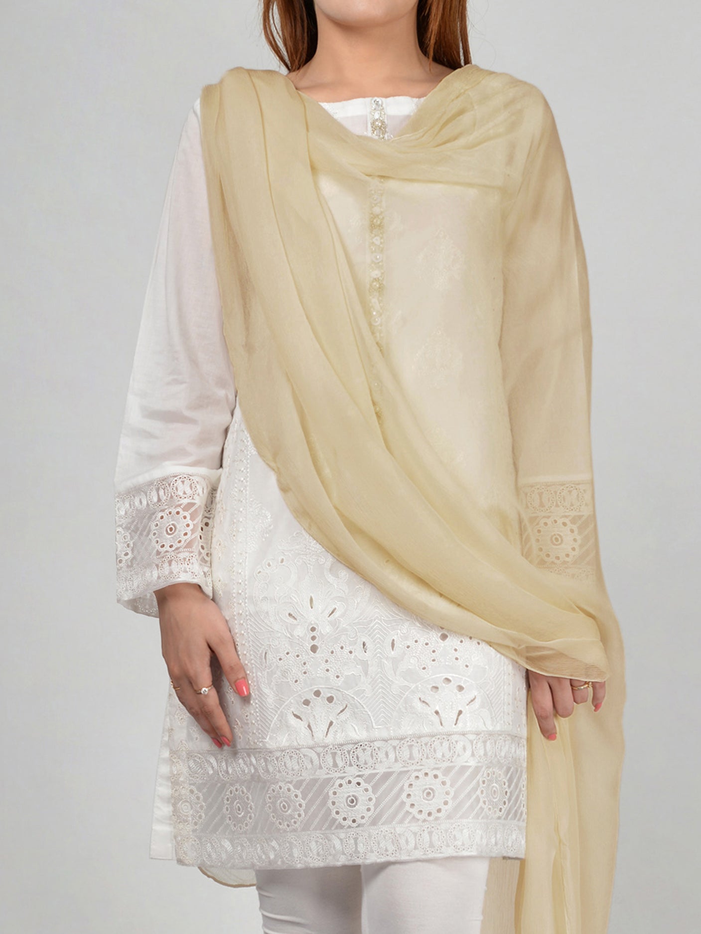 Dyed Chiffon Dupatta-Baby Pink