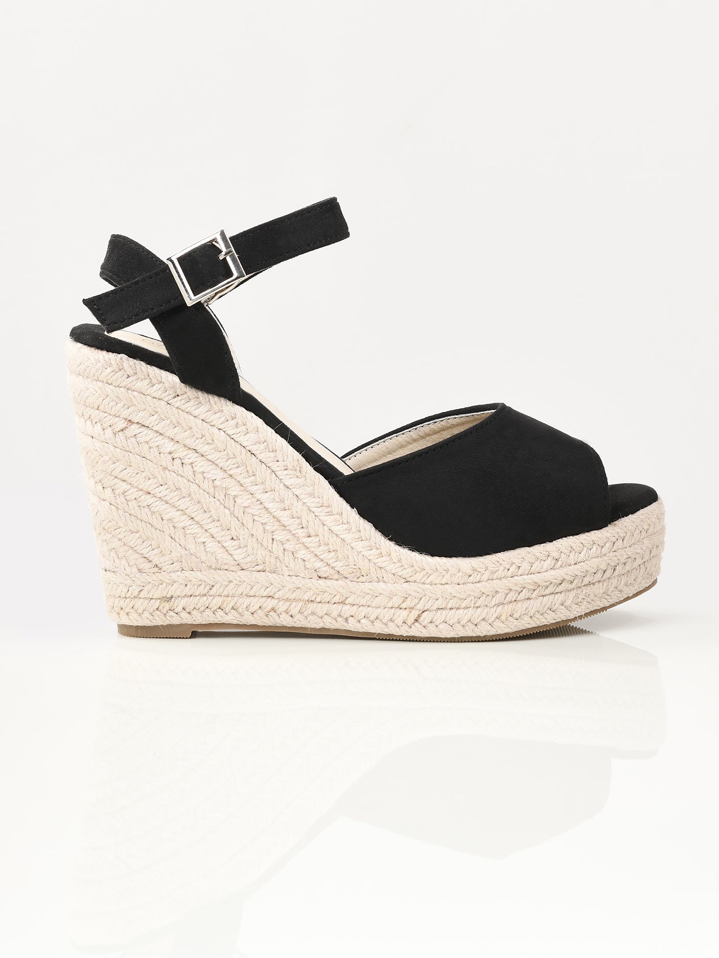 Suede Weave Wedges - Black