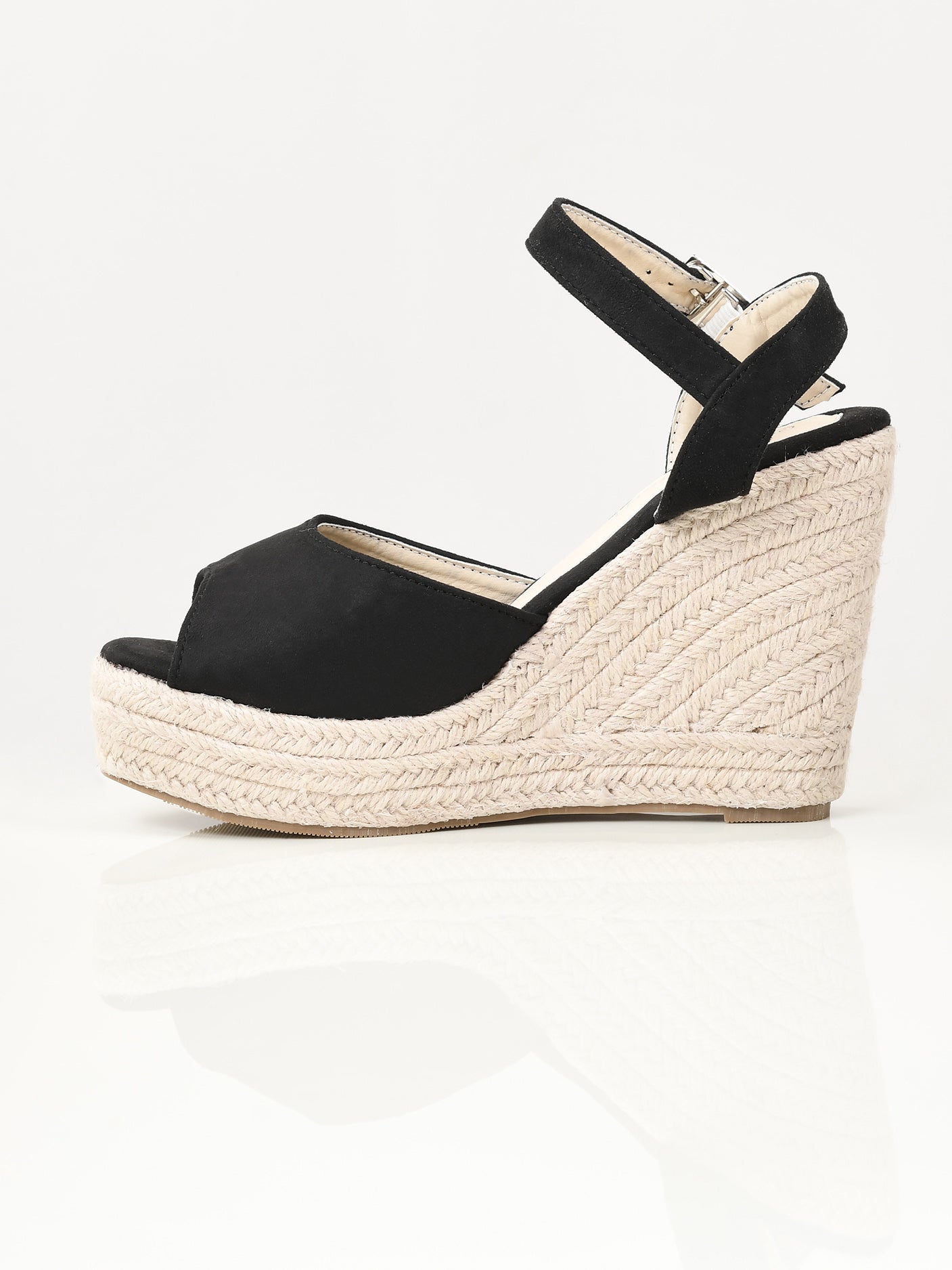 Suede Weave Wedges - Black