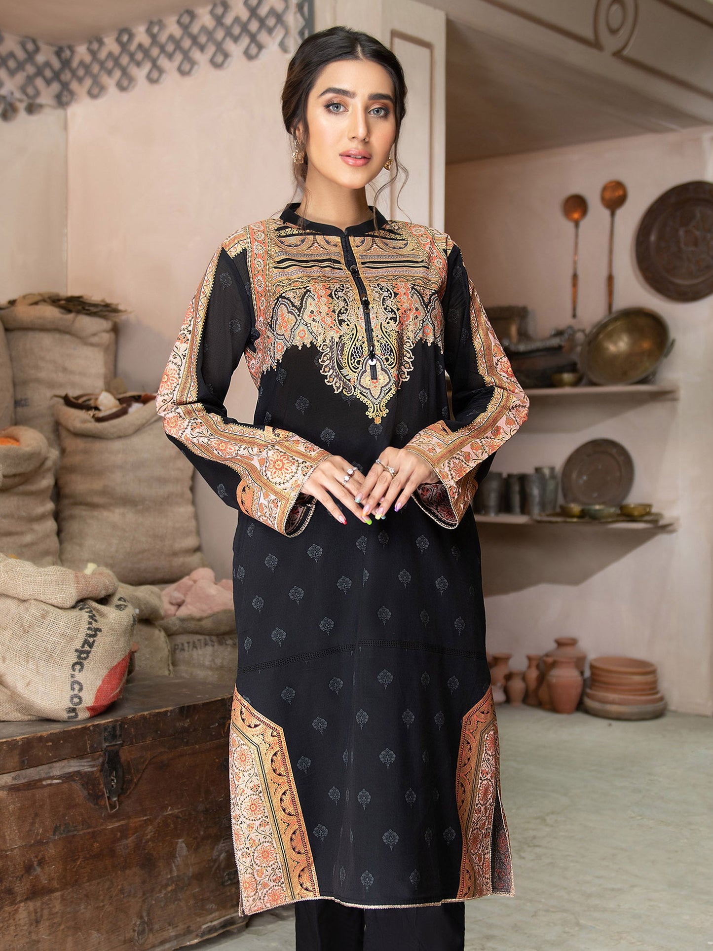 Gold Pasted Lawn Shirt