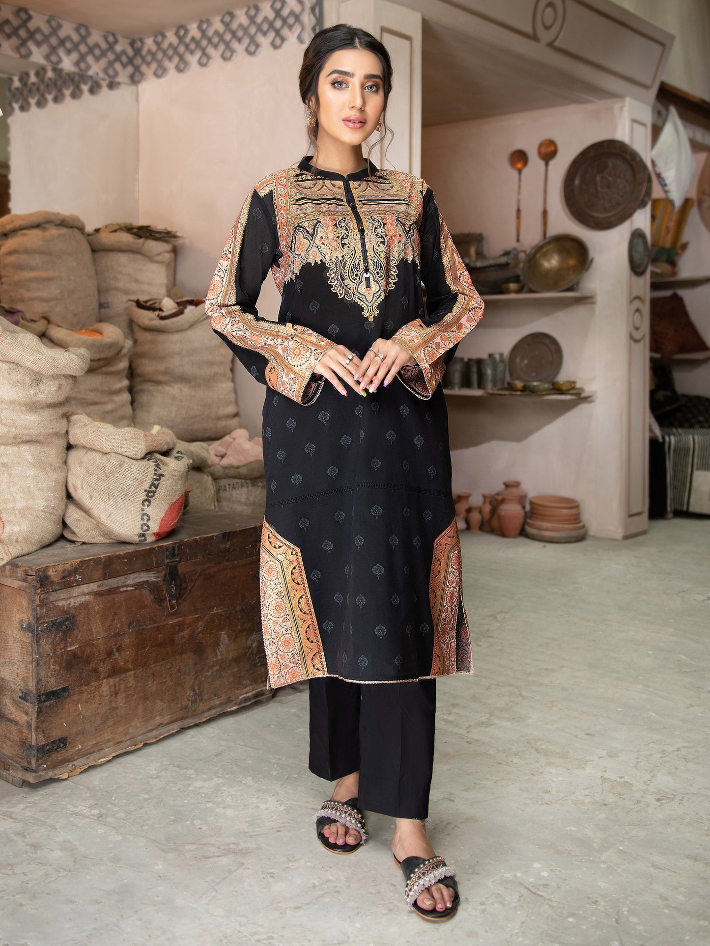 Gold Pasted Lawn Shirt