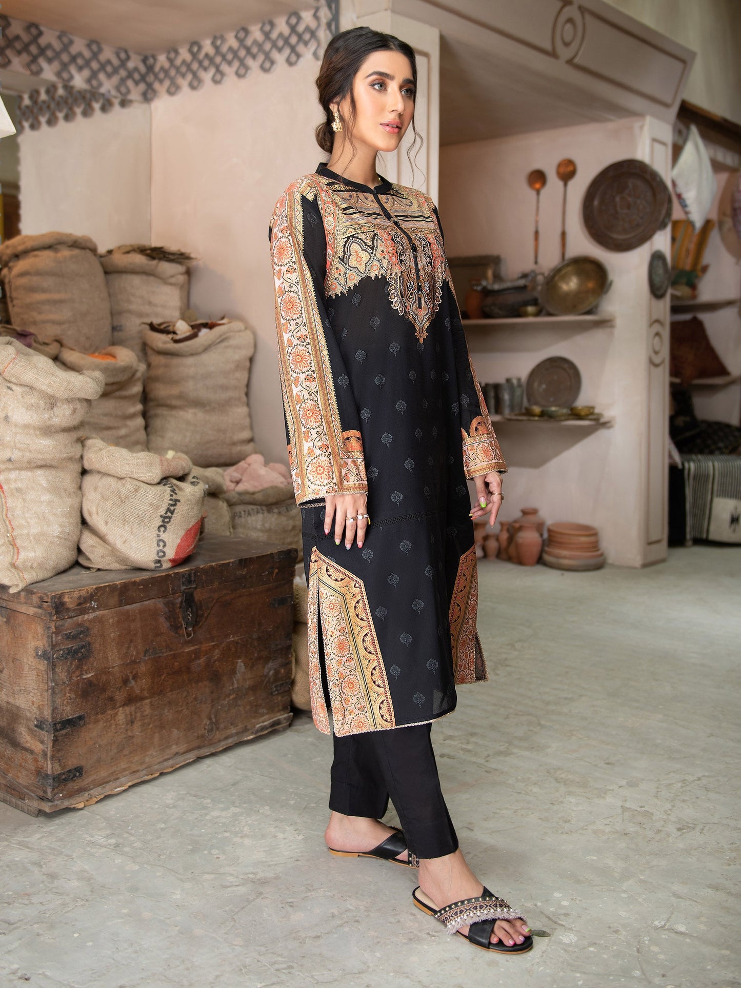 Gold Pasted Lawn Shirt