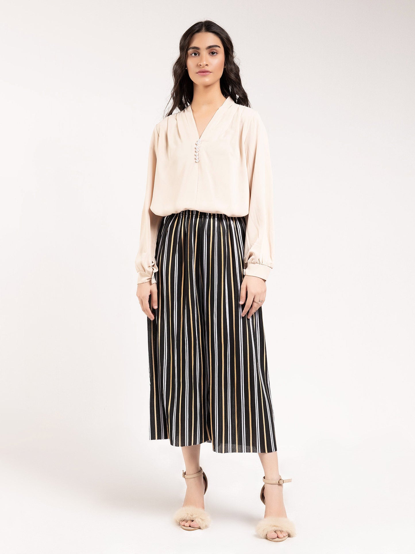 Striped Culotte Pants
