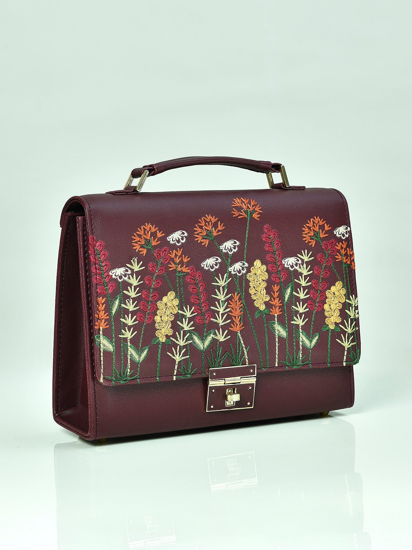 Embroidered Box Hand Bag