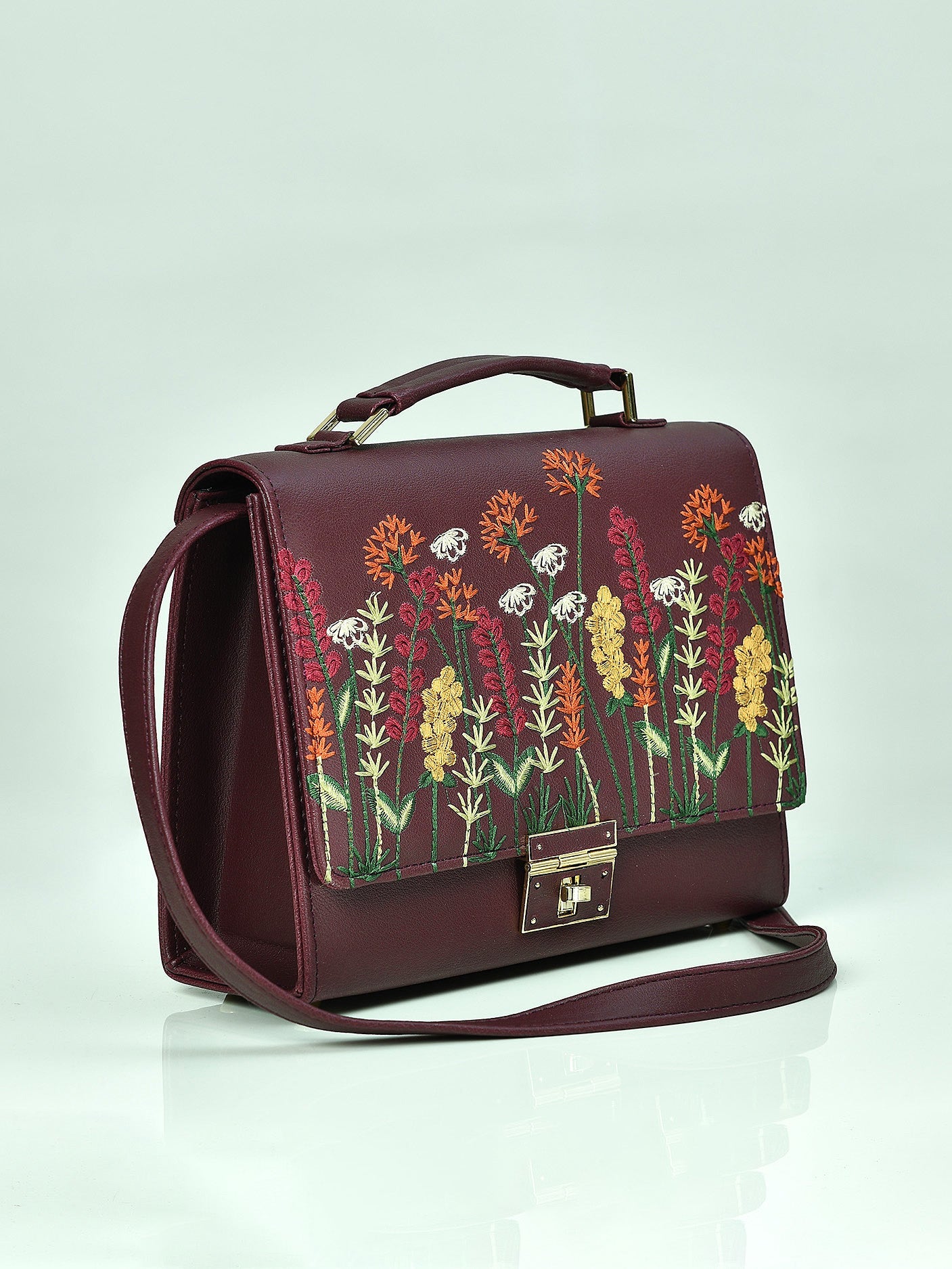 Embroidered Box Hand Bag
