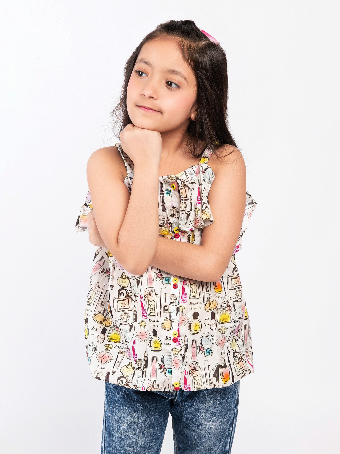 Printed Cold Shoulder Top