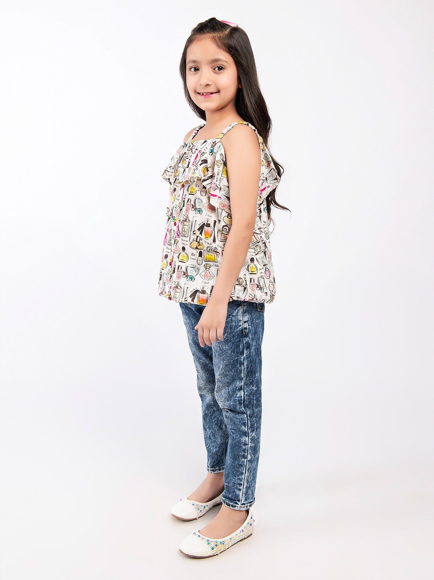 Printed Cold Shoulder Top