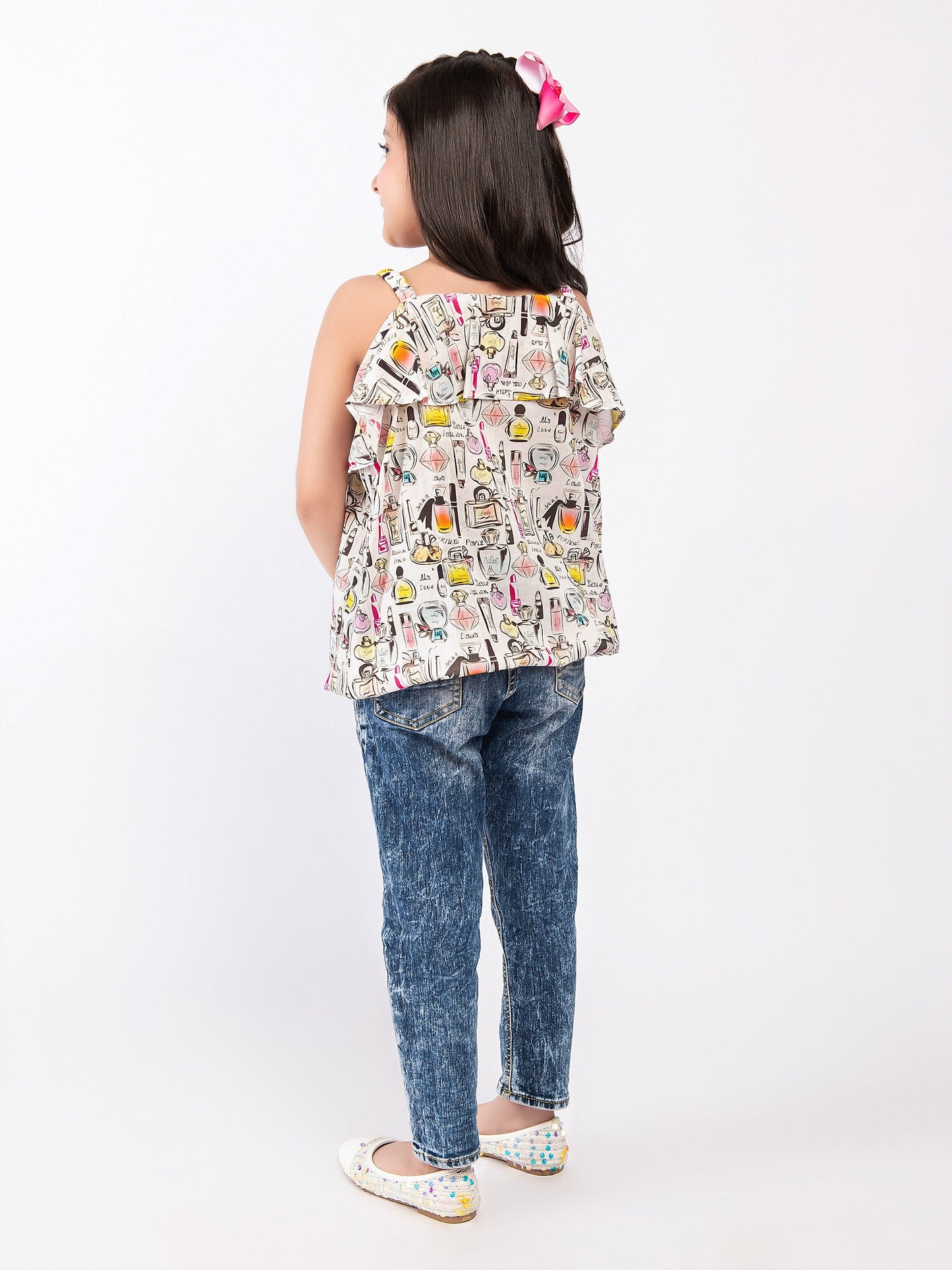 Printed Cold Shoulder Top