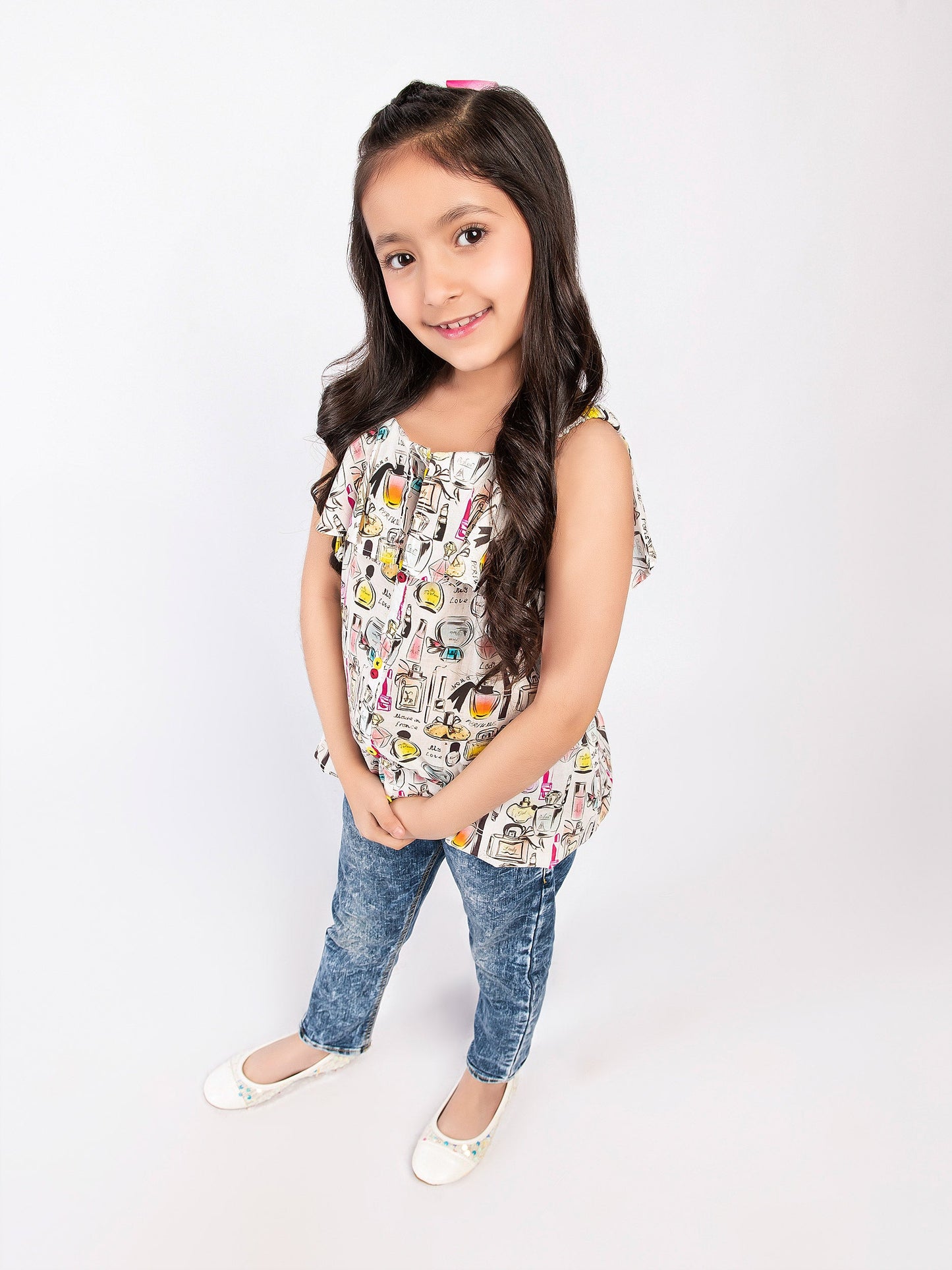 Printed Cold Shoulder Top