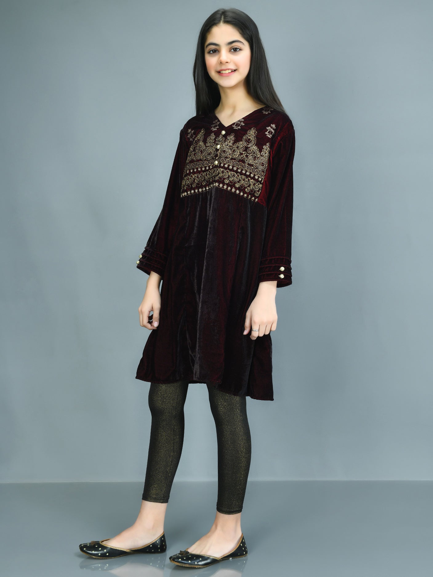 Embroidered Velvet Shirt