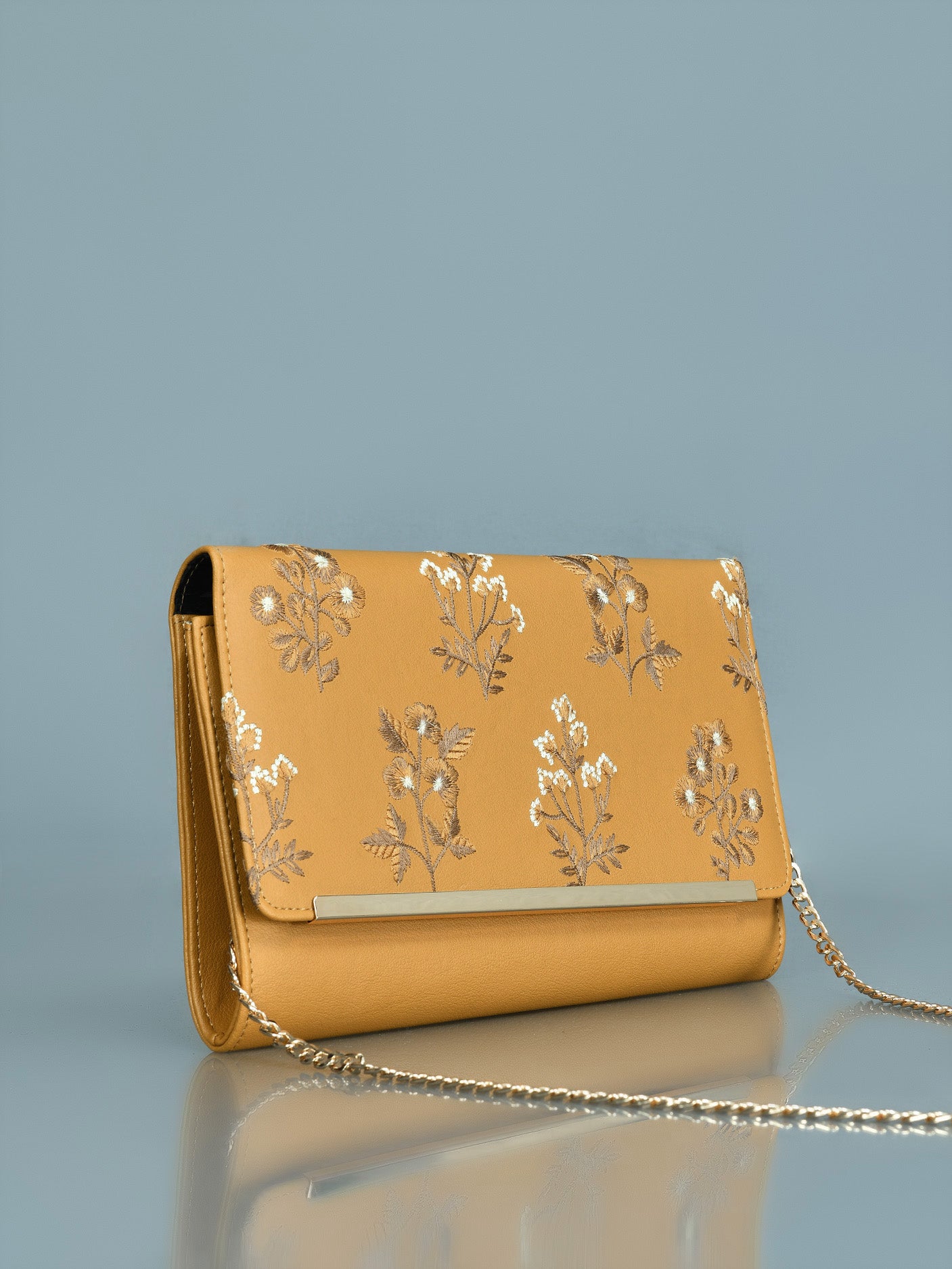 Floral Embroidered Clutch